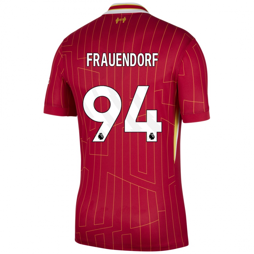 Damen Melkamu Frauendorf #94 Rot Gelb Weiß Heimtrikot Trikot 2024/25 T-Shirt Österreich