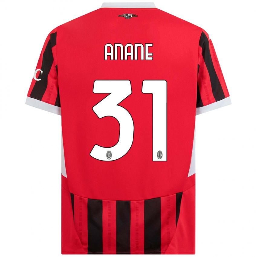 Damen Emmanuel Anane #31 Rot Schwarz Heimtrikot Trikot 2024/25 T-Shirt Österreich