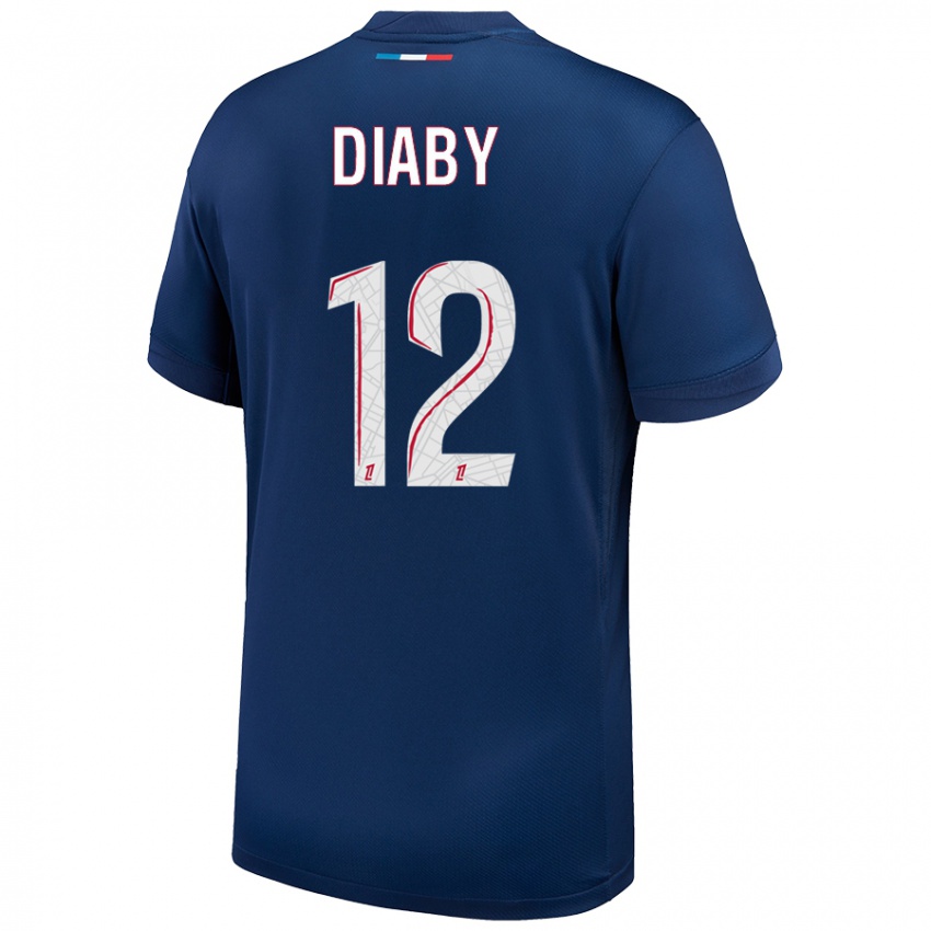 Damen Ibrahima Diaby #12 Marineblau Weiß Heimtrikot Trikot 2024/25 T-Shirt Österreich