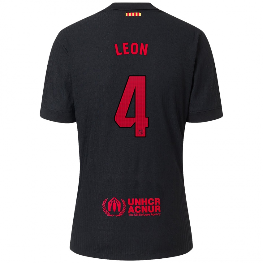 Damen Maria Pilar Leon #4 Schwarz Rot Auswärtstrikot Trikot 2024/25 T-Shirt Österreich