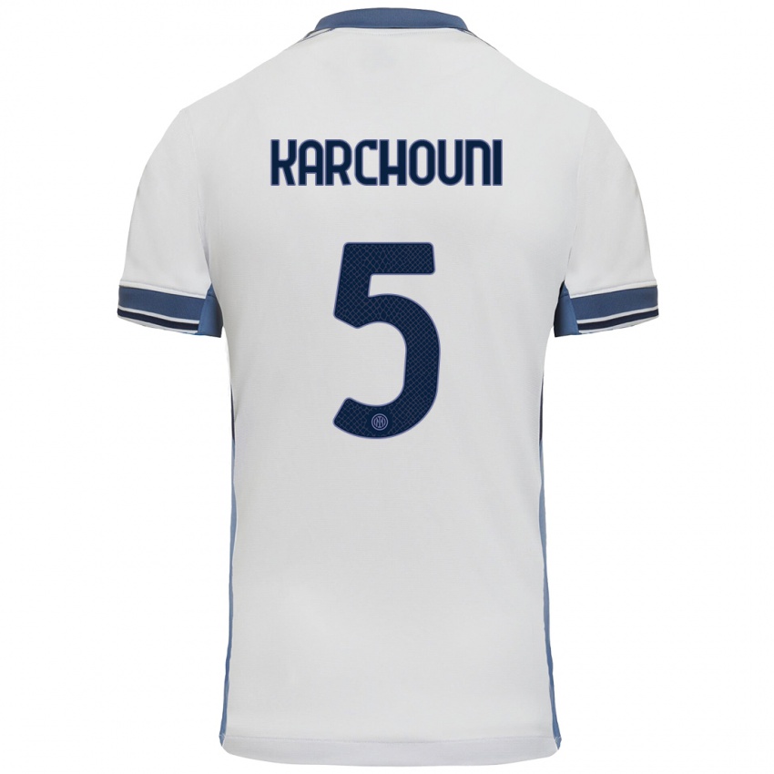 Damen Ghoutia Karchouni #5 Weißgrau Auswärtstrikot Trikot 2024/25 T-Shirt Österreich