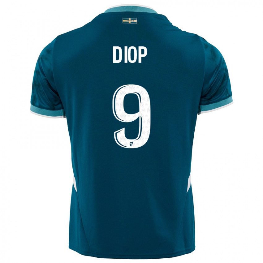 Damen Mama Diop #9 Türkisblau Auswärtstrikot Trikot 2024/25 T-Shirt Österreich