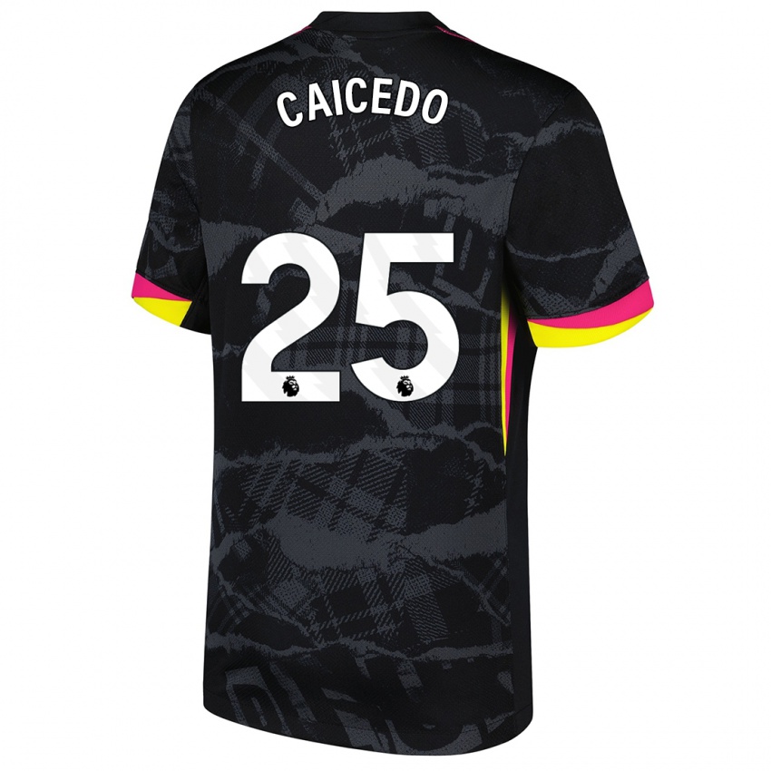 Damen Moisés Caicedo #25 Schwarz Rosa Ausweichtrikot Trikot 2024/25 T-Shirt Österreich