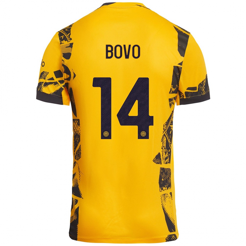 Damen Leonardo Bovo #14 Gold Schwarz Ausweichtrikot Trikot 2024/25 T-Shirt Österreich