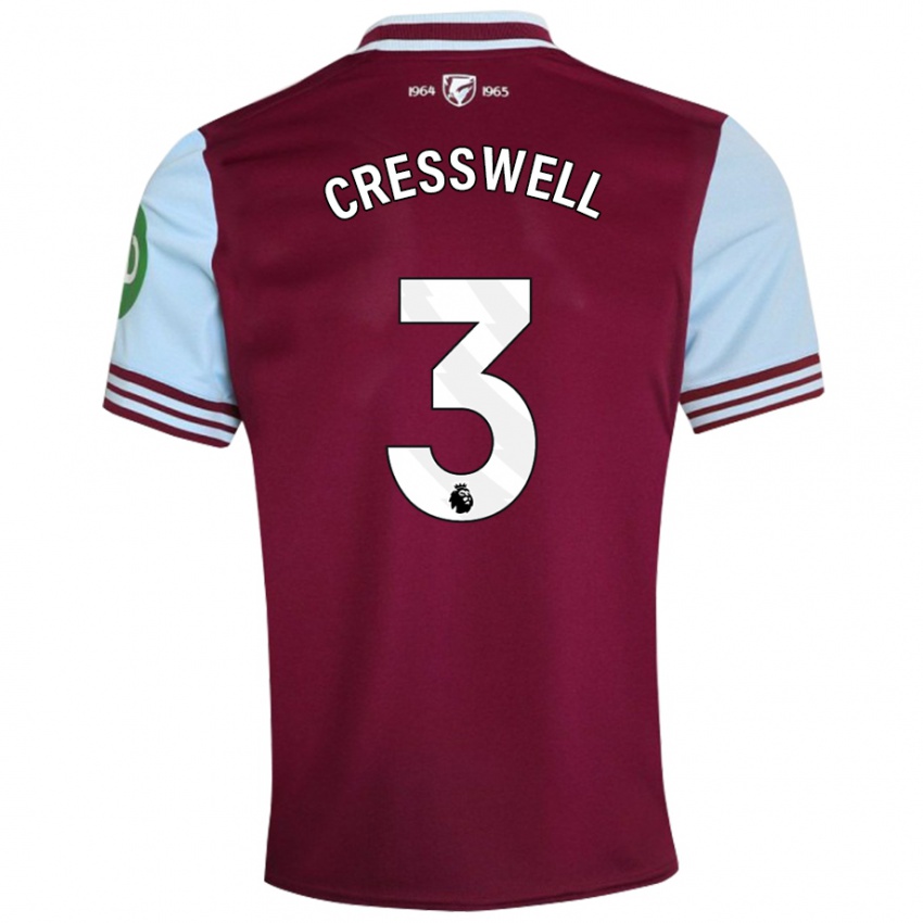 Kinder Aaron Cresswell #3 Dunkelrot Heimtrikot Trikot 2024/25 T-Shirt Österreich