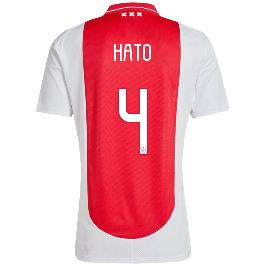 Kinder Jorrel Hato #4 Rot Weiß Heimtrikot Trikot 2024/25 T-Shirt Österreich