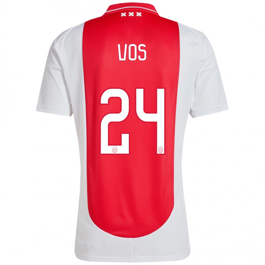 Kinder Silvano Vos #24 Rot Weiß Heimtrikot Trikot 2024/25 T-Shirt Österreich