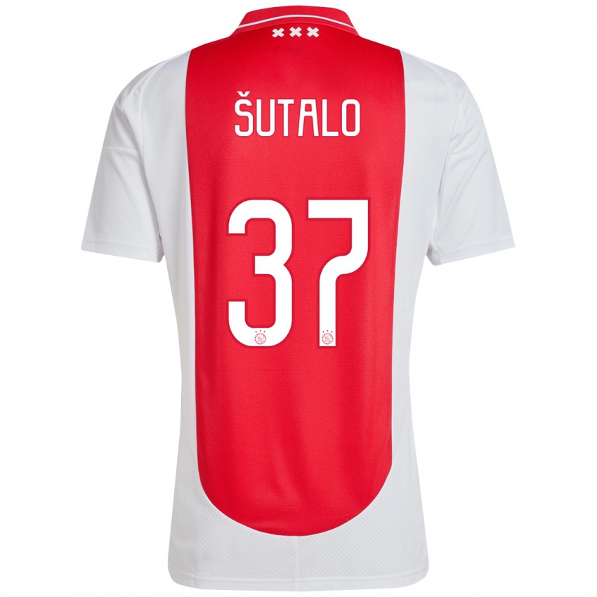 Kinder Josip Sutalo #37 Rot Weiß Heimtrikot Trikot 2024/25 T-Shirt Österreich