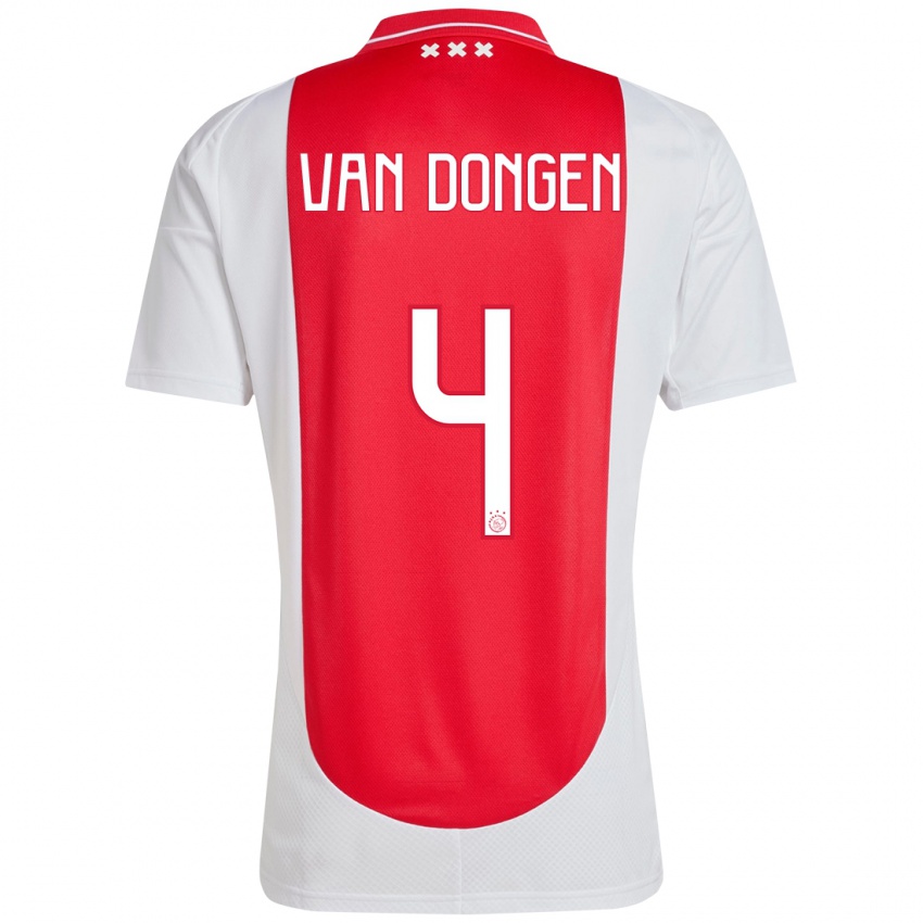 Kinder Bram Van Dongen #4 Rot Weiß Heimtrikot Trikot 2024/25 T-Shirt Österreich