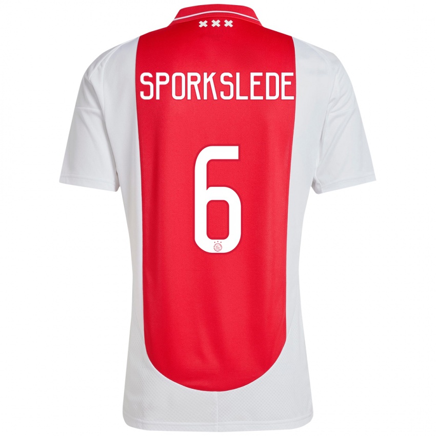 Kinder Fabian Sporkslede #6 Rot Weiß Heimtrikot Trikot 2024/25 T-Shirt Österreich