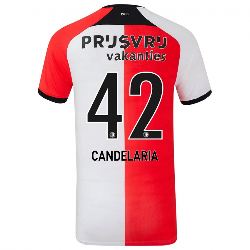 Kinder Jayden Candelaria #42 Rot Weiß Heimtrikot Trikot 2024/25 T-Shirt Österreich