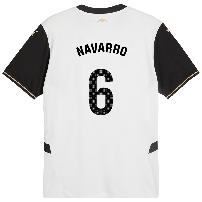 Kinder Javi Navarro #6 Weiß Schwarz Heimtrikot Trikot 2024/25 T-Shirt Österreich