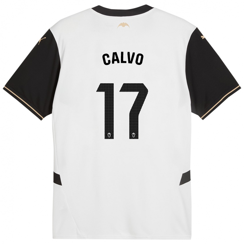 Kinder Borja Calvo #17 Weiß Schwarz Heimtrikot Trikot 2024/25 T-Shirt Österreich