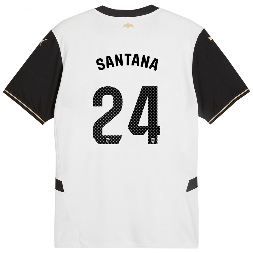 Kinder Ismael Santana #24 Weiß Schwarz Heimtrikot Trikot 2024/25 T-Shirt Österreich