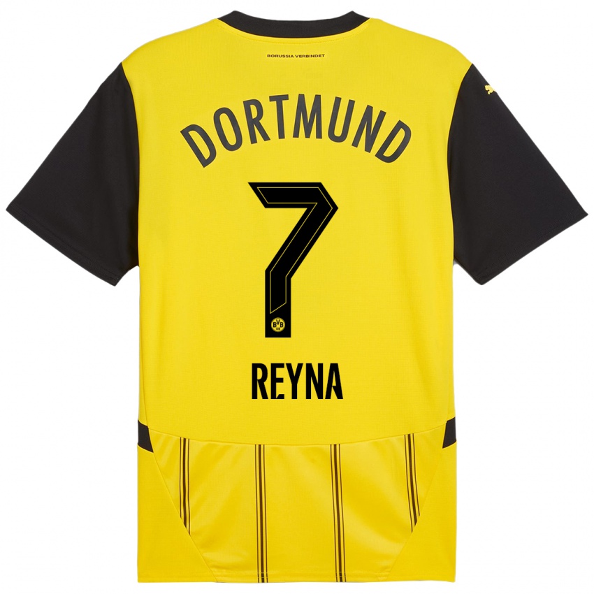 Kinder Giovanni Reyna #7 Gelb Schwarz Heimtrikot Trikot 2024/25 T-Shirt Österreich