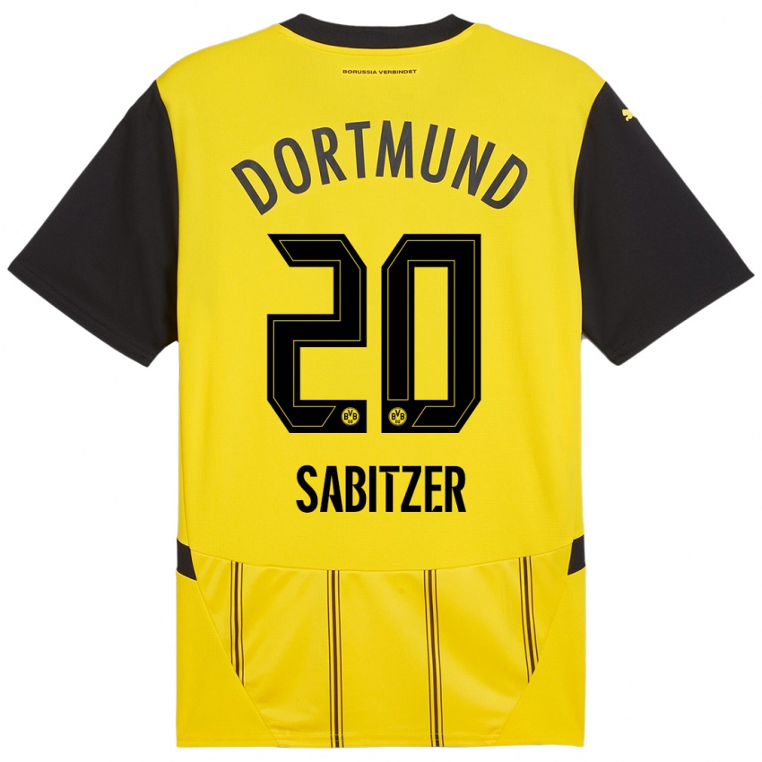 Kinder Marcel Sabitzer #20 Gelb Schwarz Heimtrikot Trikot 2024/25 T-Shirt Österreich