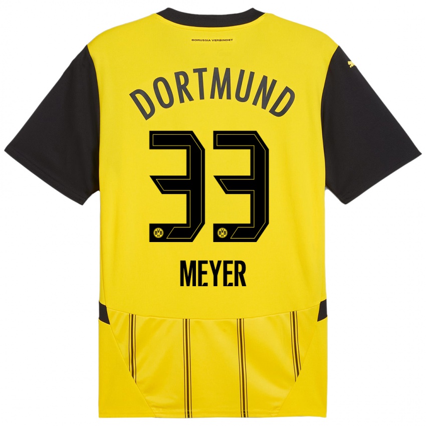 Kinder Alexander Meyer #33 Gelb Schwarz Heimtrikot Trikot 2024/25 T-Shirt Österreich