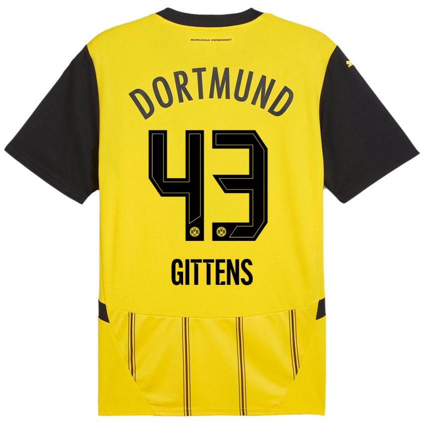 Kinder Jamie Bynoe-Gittens #43 Gelb Schwarz Heimtrikot Trikot 2024/25 T-Shirt Österreich