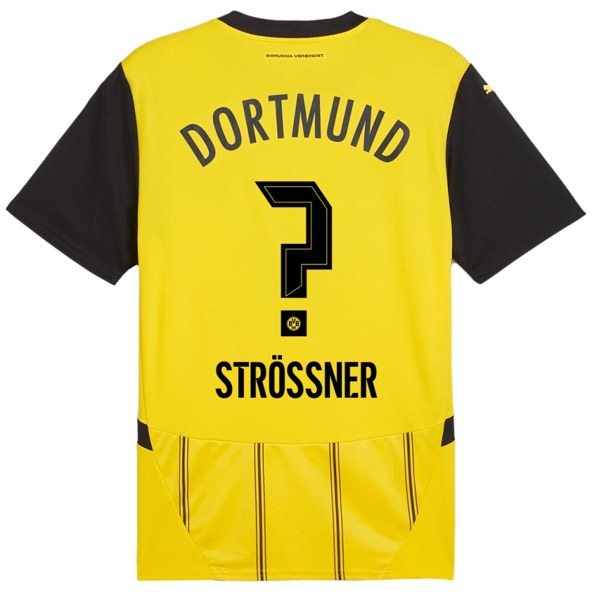 Kinder Lenni Strößner #0 Gelb Schwarz Heimtrikot Trikot 2024/25 T-Shirt Österreich