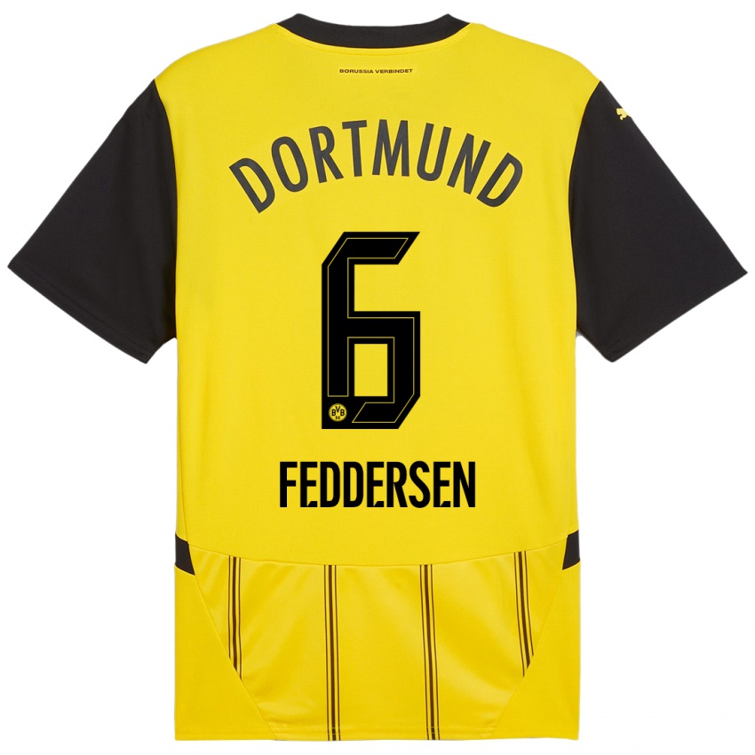 Kinder Jonas Feddersen #6 Gelb Schwarz Heimtrikot Trikot 2024/25 T-Shirt Österreich