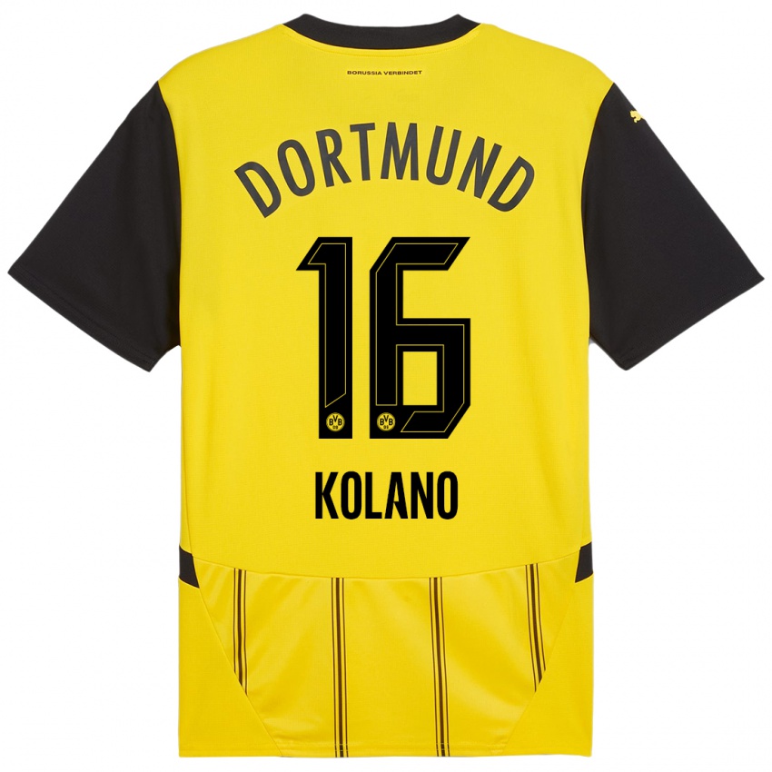 Kinder Damian Kolano #16 Gelb Schwarz Heimtrikot Trikot 2024/25 T-Shirt Österreich