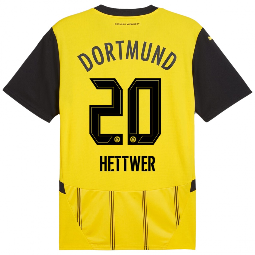 Kinder Julian Hettwer #20 Gelb Schwarz Heimtrikot Trikot 2024/25 T-Shirt Österreich