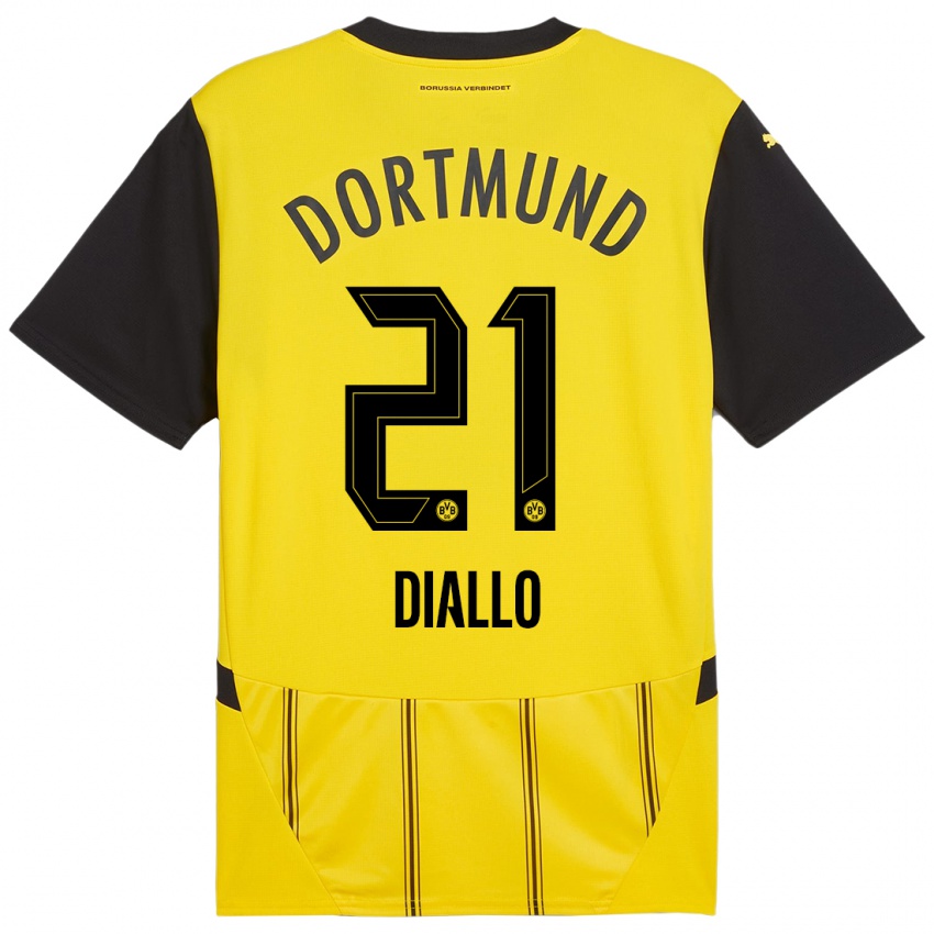 Kinder Ousmane Diallo #21 Gelb Schwarz Heimtrikot Trikot 2024/25 T-Shirt Österreich