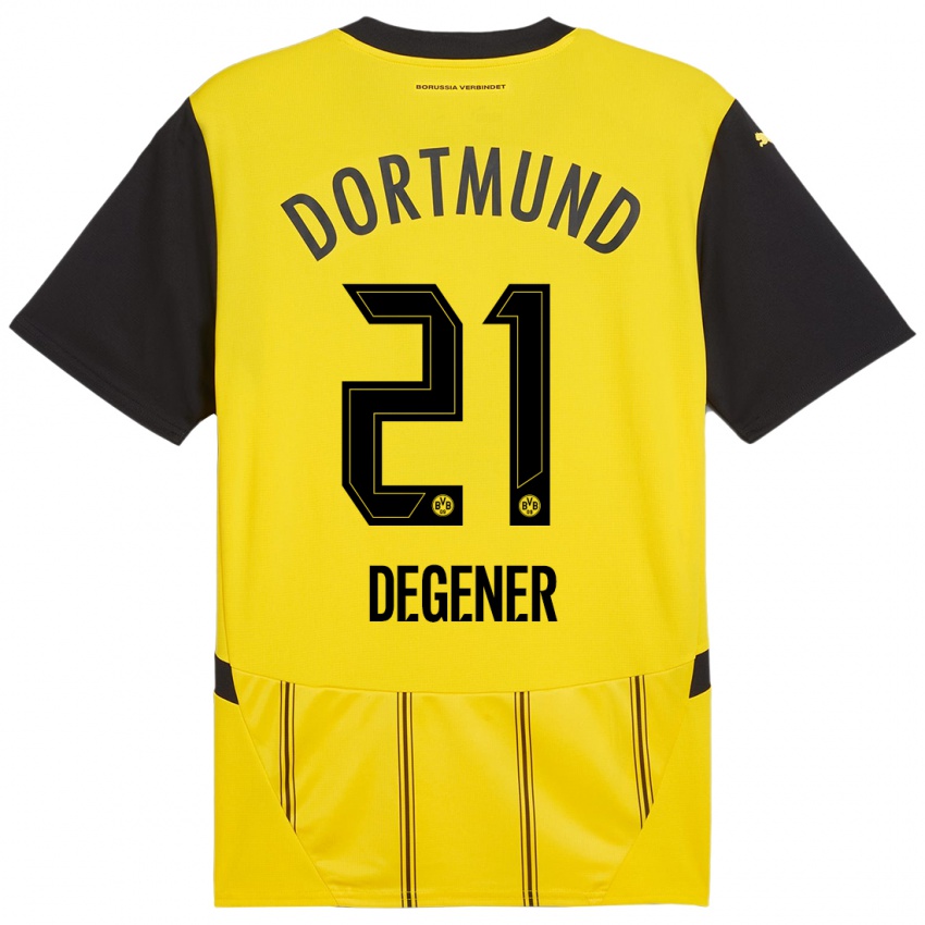 Kinder Tim Degener #21 Gelb Schwarz Heimtrikot Trikot 2024/25 T-Shirt Österreich