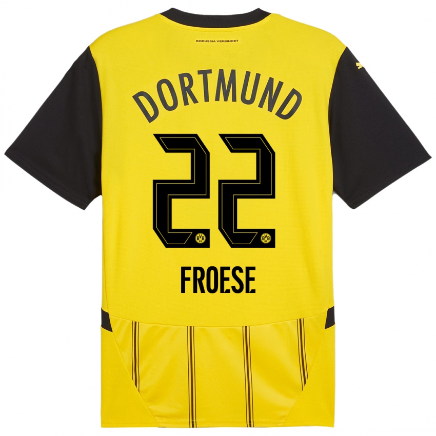 Kinder Julien Froese #22 Gelb Schwarz Heimtrikot Trikot 2024/25 T-Shirt Österreich