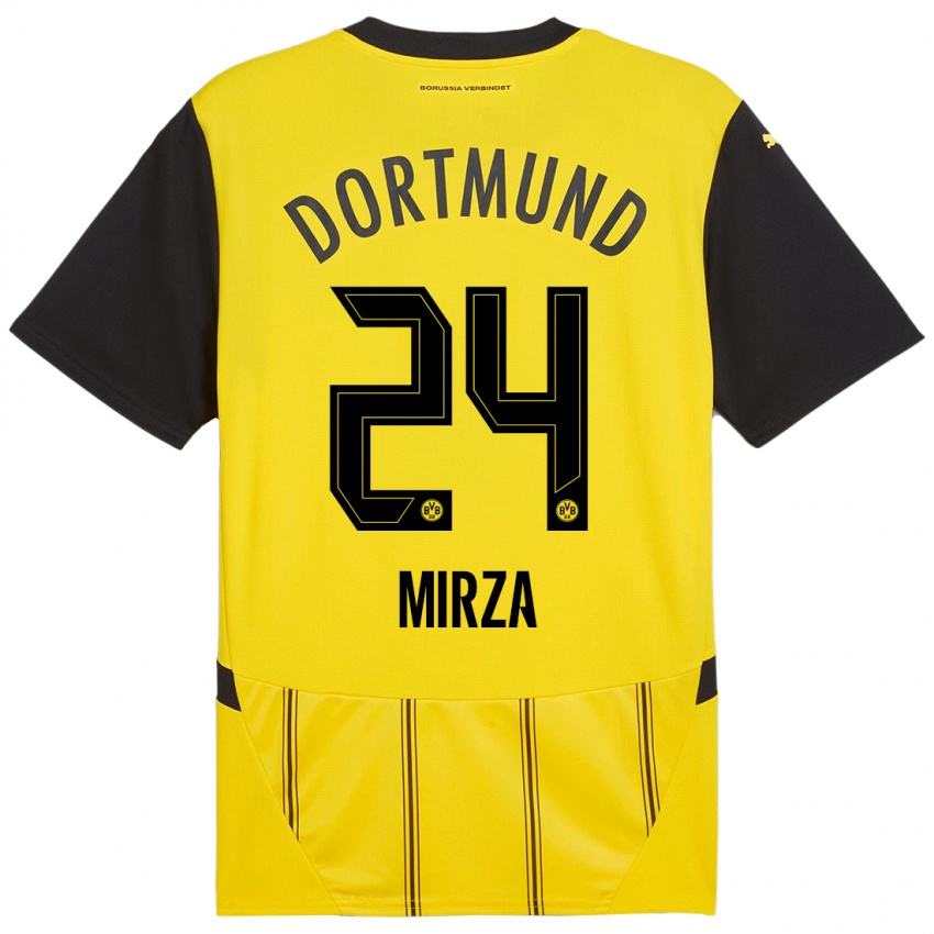 Kinder Marwan-Omir Mirza #24 Gelb Schwarz Heimtrikot Trikot 2024/25 T-Shirt Österreich