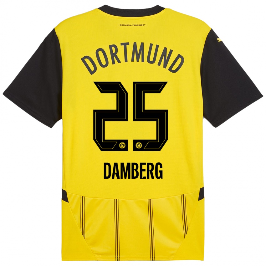 Kinder Niclas Damberg #25 Gelb Schwarz Heimtrikot Trikot 2024/25 T-Shirt Österreich