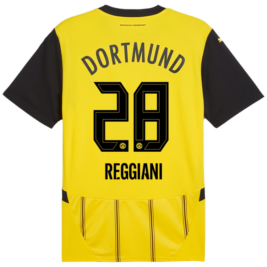 Kinder Luca Reggiani #28 Gelb Schwarz Heimtrikot Trikot 2024/25 T-Shirt Österreich