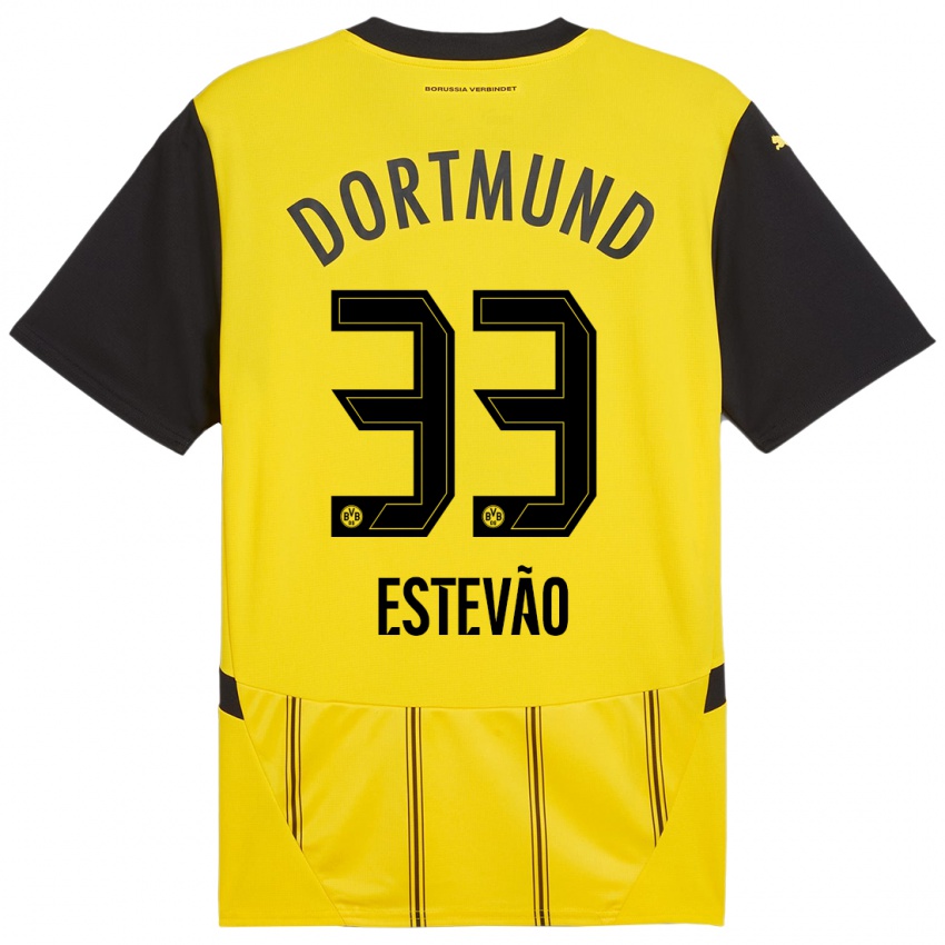 Kinder Tiago Estevão #33 Gelb Schwarz Heimtrikot Trikot 2024/25 T-Shirt Österreich