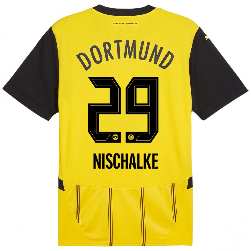 Kinder Jermain Nischalke #29 Gelb Schwarz Heimtrikot Trikot 2024/25 T-Shirt Österreich