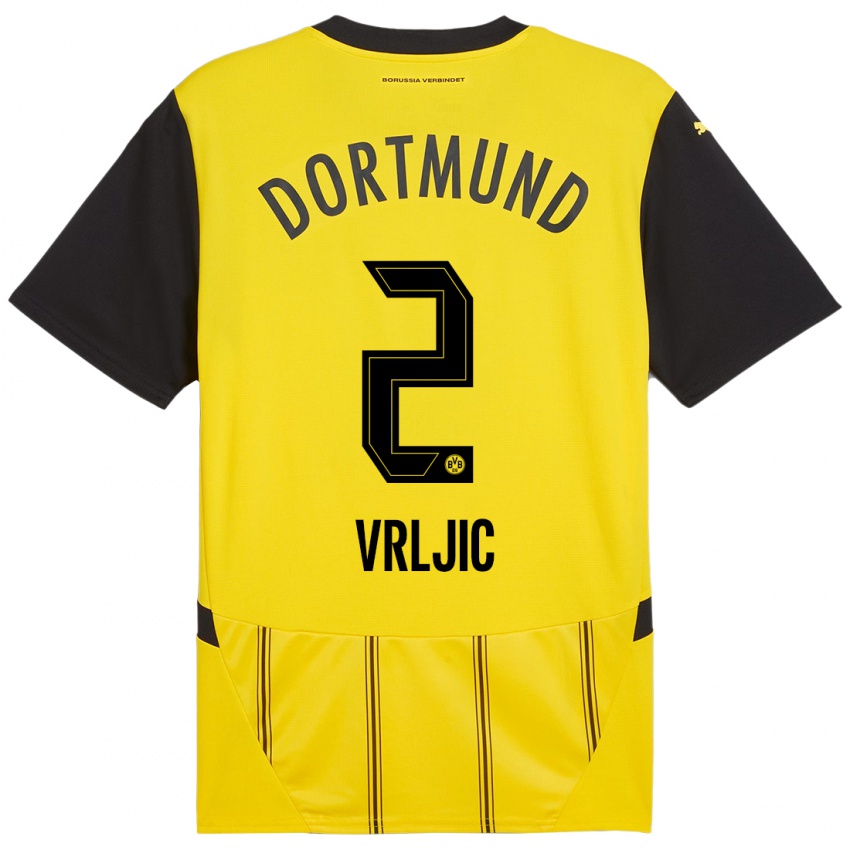 Kinder Daniel Vrljic #2 Gelb Schwarz Heimtrikot Trikot 2024/25 T-Shirt Österreich