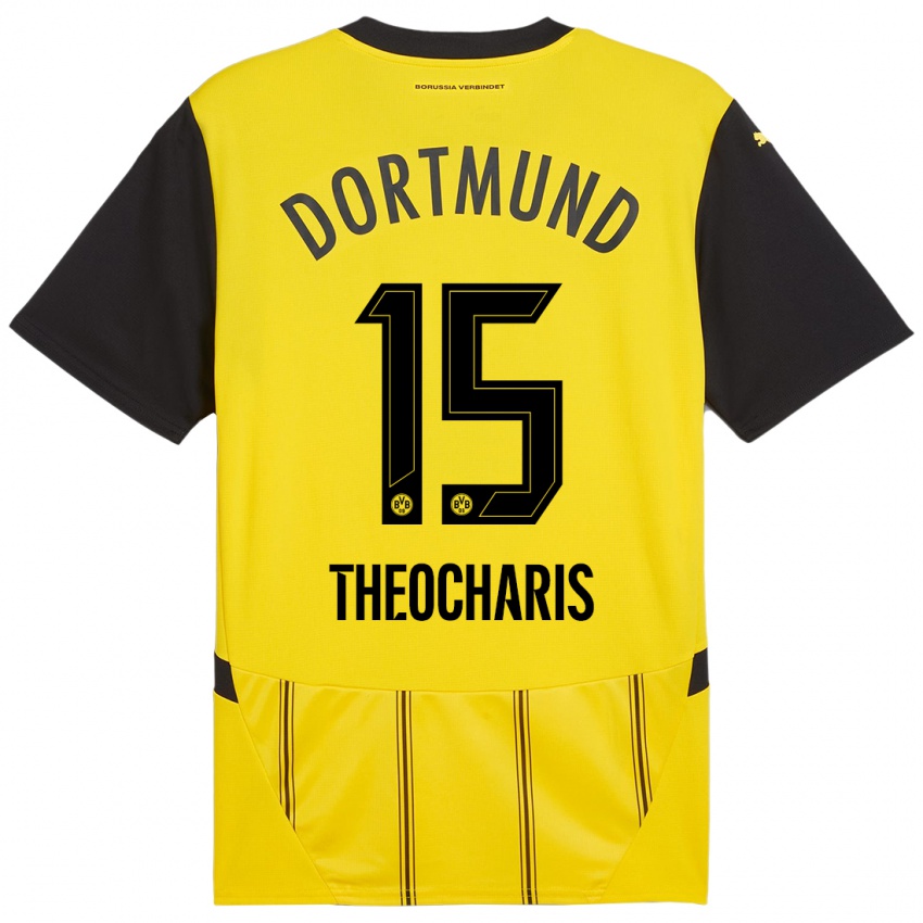 Kinder Elefterios Theocharis #15 Gelb Schwarz Heimtrikot Trikot 2024/25 T-Shirt Österreich