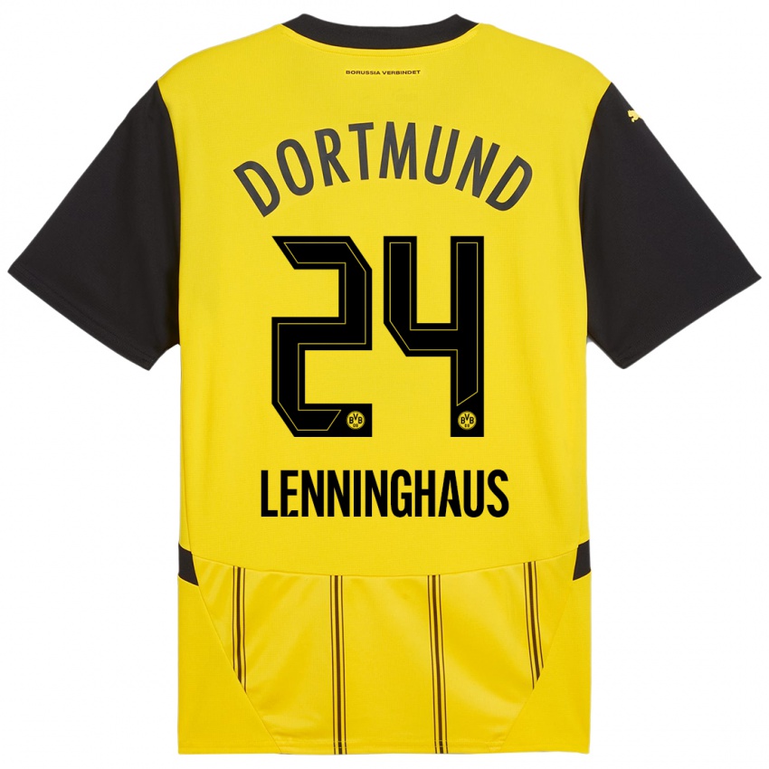 Kinder Mika Lenninghaus #24 Gelb Schwarz Heimtrikot Trikot 2024/25 T-Shirt Österreich