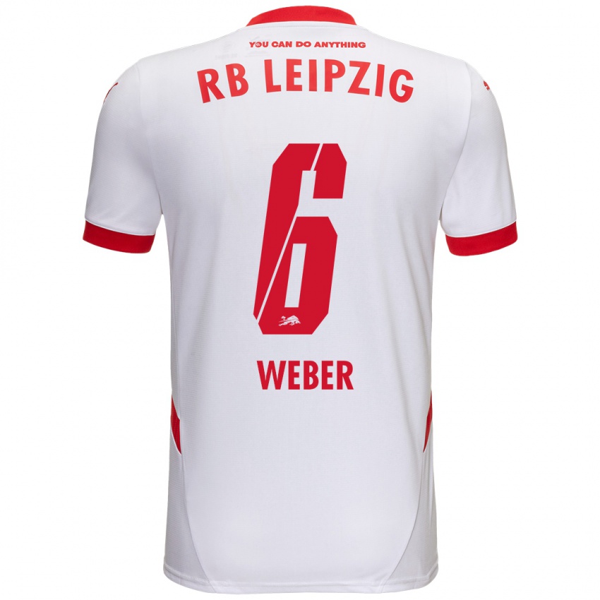 Kinder Samuel Weber #6 Weiß Rot Heimtrikot Trikot 2024/25 T-Shirt Österreich