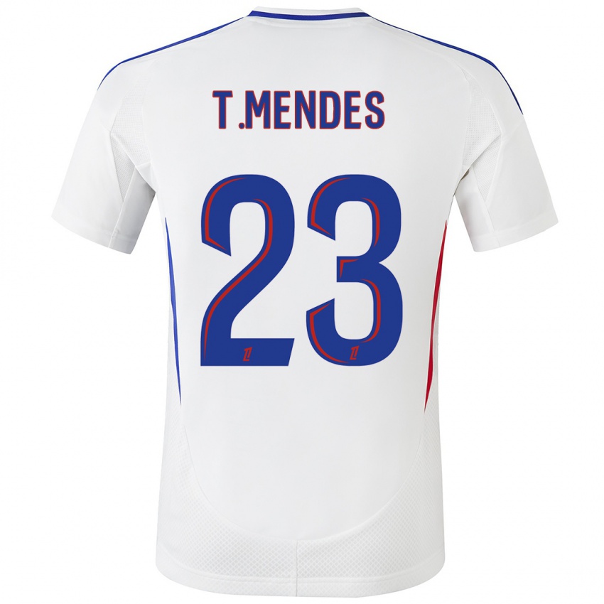 Kinder Thiago Mendes #23 Weiß Blau Heimtrikot Trikot 2024/25 T-Shirt Österreich