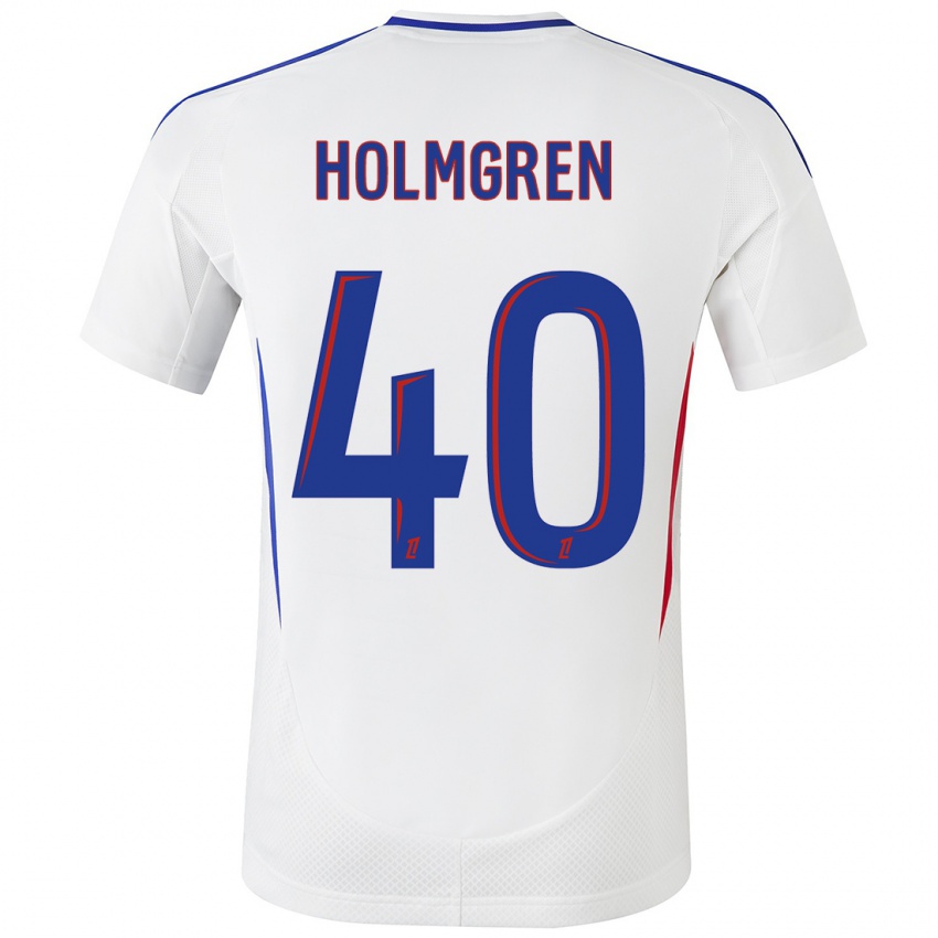 Kinder Emma Holmgren #40 Weiß Blau Heimtrikot Trikot 2024/25 T-Shirt Österreich