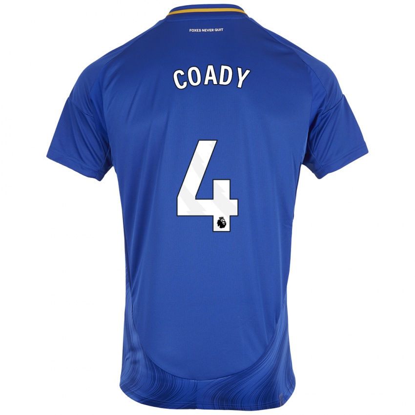 Kinder Conor Coady #4 Blau Weiß Heimtrikot Trikot 2024/25 T-Shirt Österreich