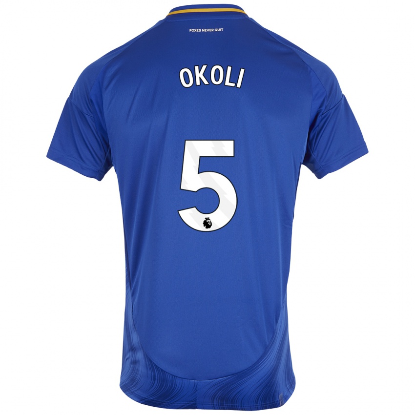 Kinder Caleb Okoli #5 Blau Weiß Heimtrikot Trikot 2024/25 T-Shirt Österreich