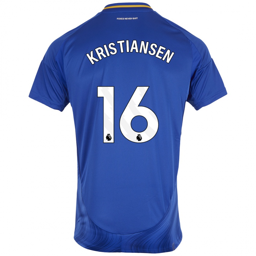 Kinder Victor Kristiansen #16 Blau Weiß Heimtrikot Trikot 2024/25 T-Shirt Österreich