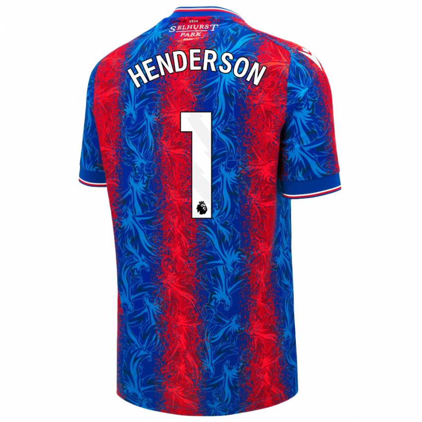 Kinder Dean Henderson #1 Rot Blauen Streifen Heimtrikot Trikot 2024/25 T-Shirt Österreich