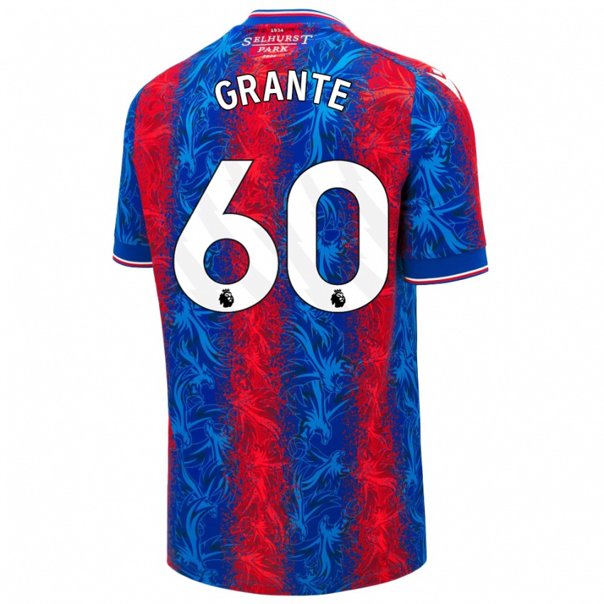 Kinder Jake Grante #60 Rot Blauen Streifen Heimtrikot Trikot 2024/25 T-Shirt Österreich