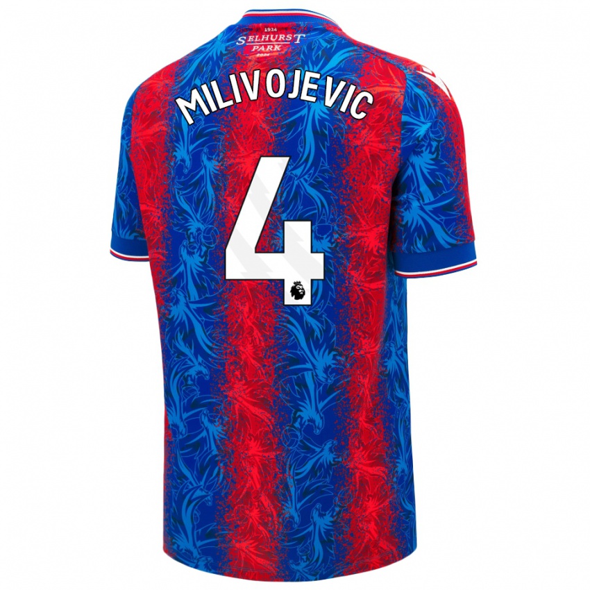 Kinder Luka Milivojevic #4 Rot Blauen Streifen Heimtrikot Trikot 2024/25 T-Shirt Österreich