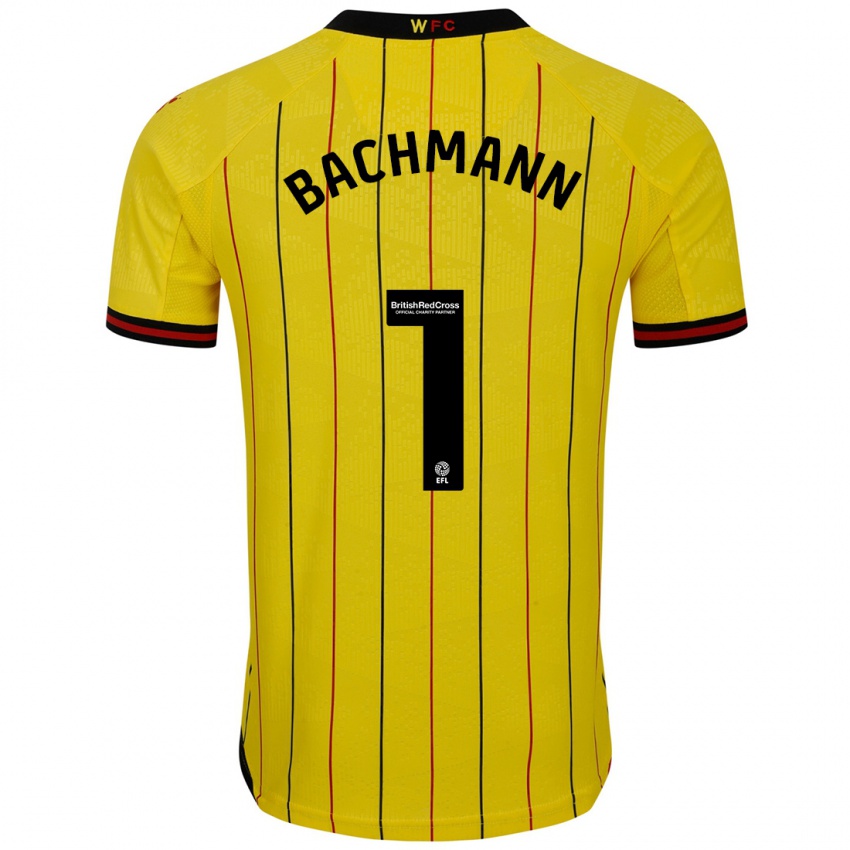 Kinder Daniel Bachmann #1 Gelb Schwarz Heimtrikot Trikot 2024/25 T-Shirt Österreich