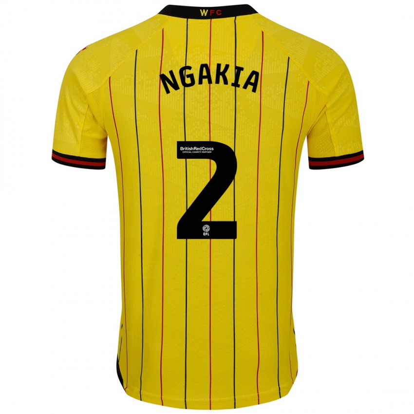 Kinder Jeremy Ngakia #2 Gelb Schwarz Heimtrikot Trikot 2024/25 T-Shirt Österreich