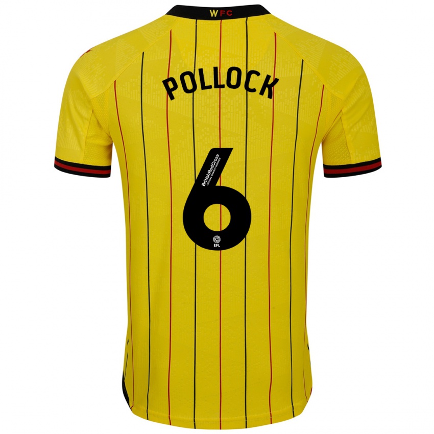 Kinder Mattie Pollock #6 Gelb Schwarz Heimtrikot Trikot 2024/25 T-Shirt Österreich