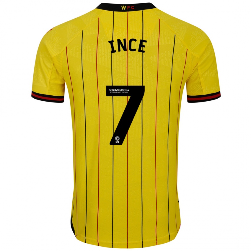 Kinder Tom Ince #7 Gelb Schwarz Heimtrikot Trikot 2024/25 T-Shirt Österreich